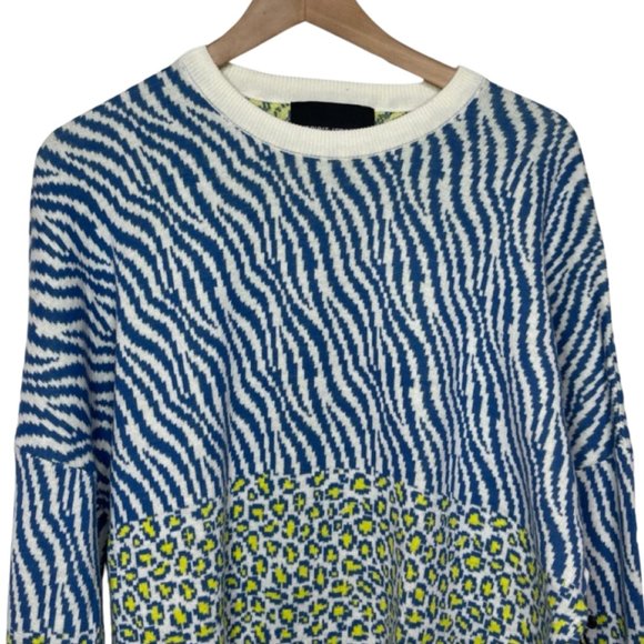 SPIRIT JERSEY | NWT Crew Neck Neon Leopard Print New York Sweater | Size XS & S - Picture 3 of 13